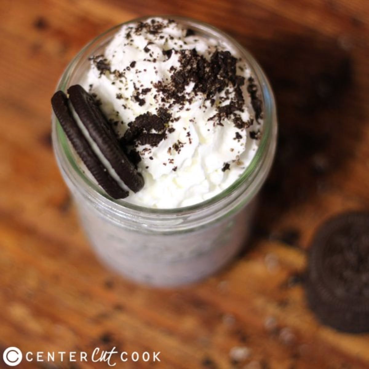 jar of cookies and cream smoothie