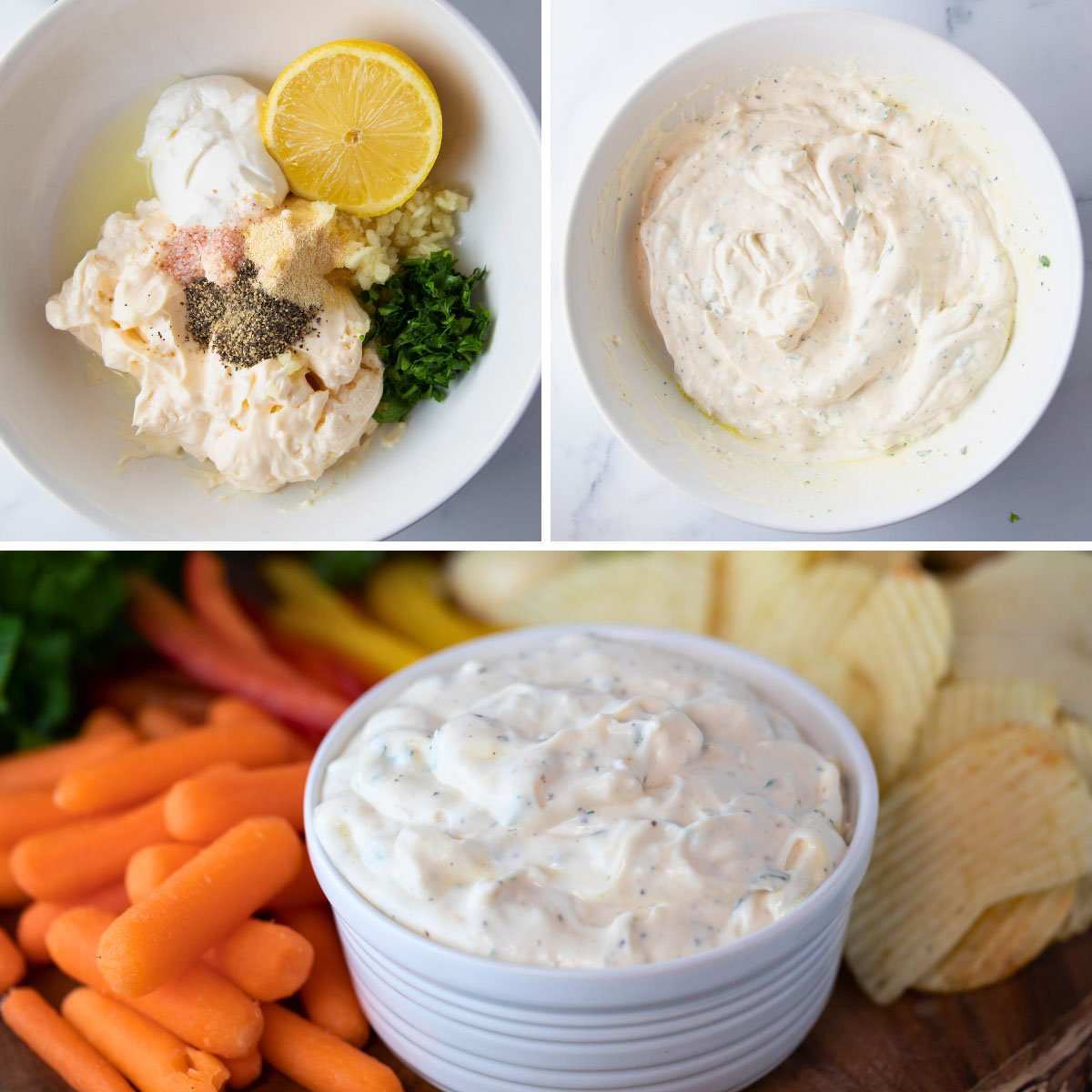 steps for how to make creamy garlic dip