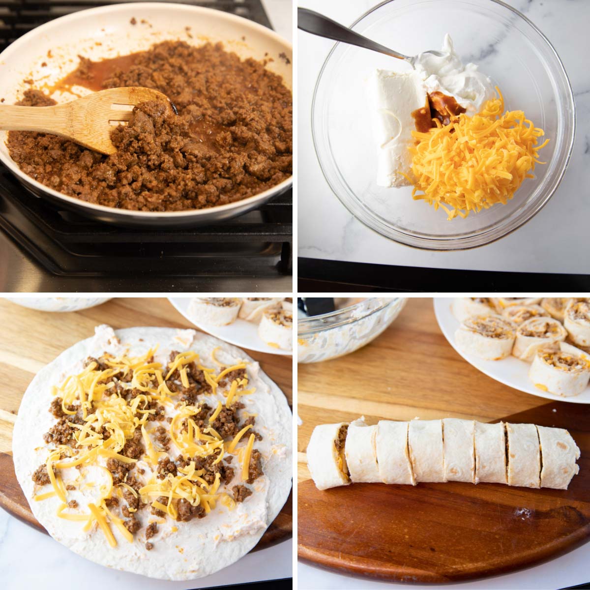 steps of how to make taco pinwheels