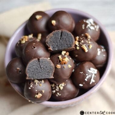 bowl of No Bake Chocolate Cake Batter Truffles