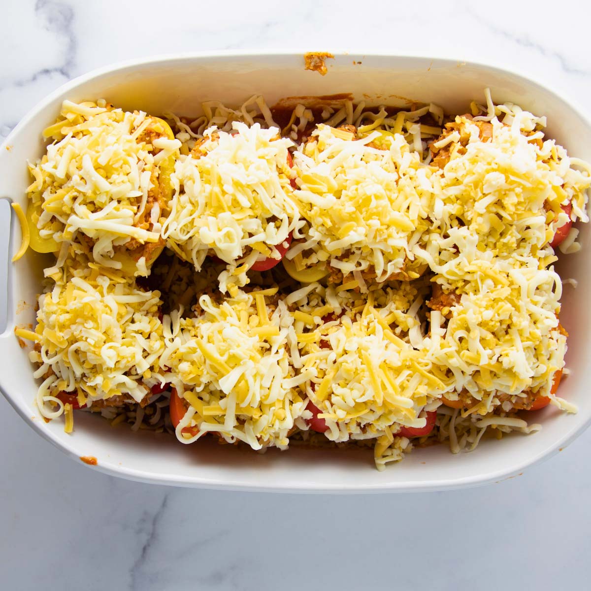 stuffed peppers topped with cheese