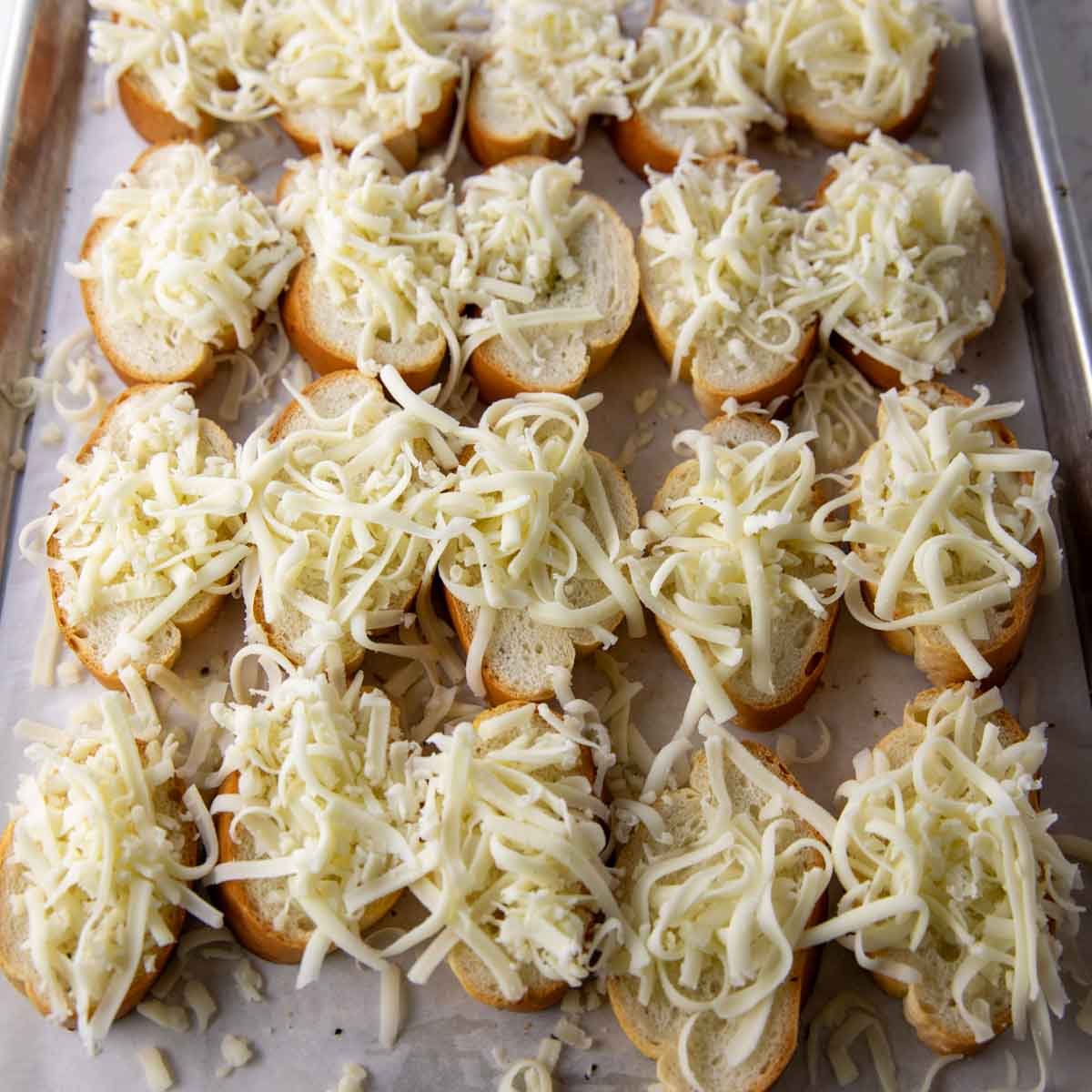 toasts for bruschetta with mozzarella cheese