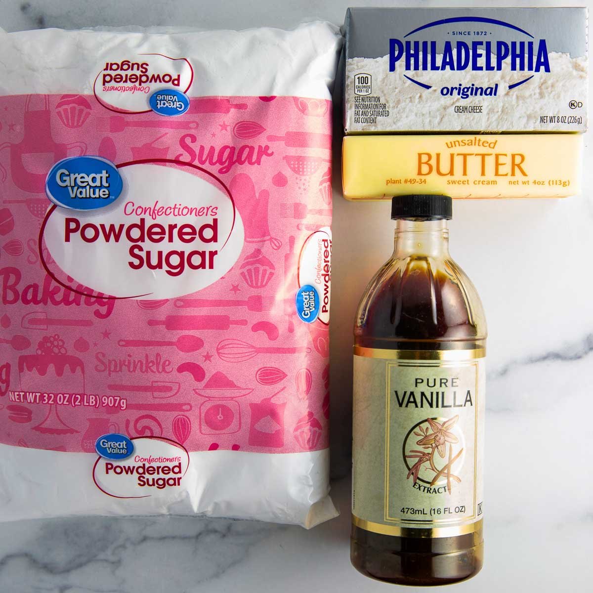 ingredients for cream cheese frosting
