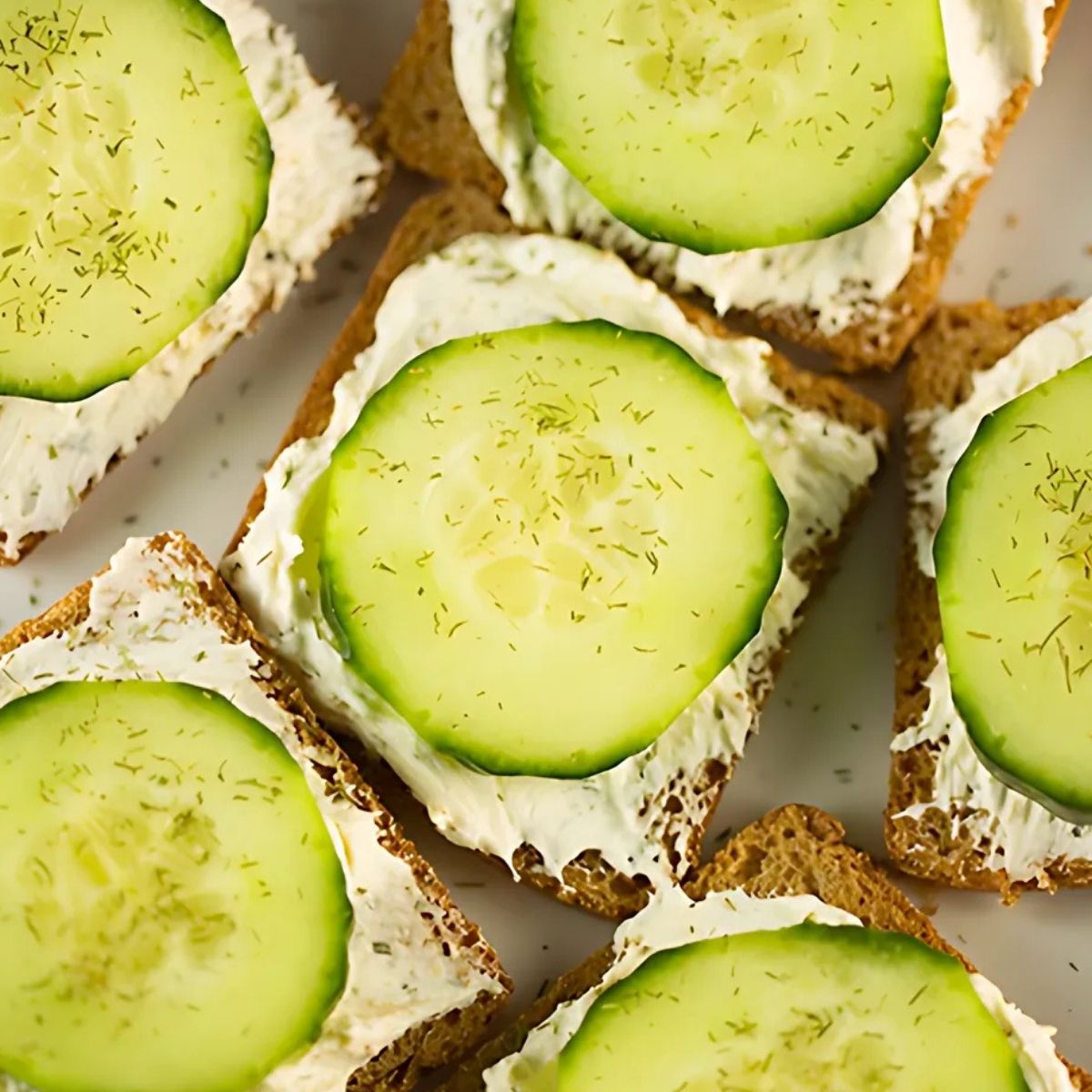 cucumber sandwich recipe served on a platter for a shower or tea party