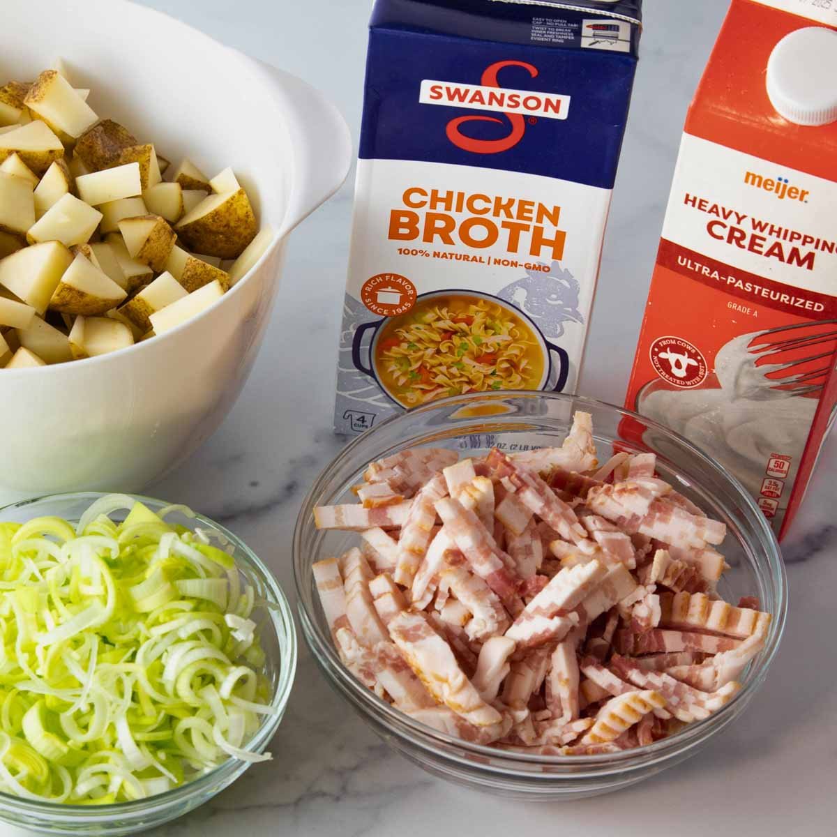 ingredients for creamy Irish potato soup