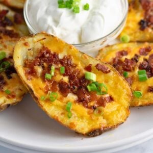 loaded baked potato skins recipe - the perfect party appetizer
