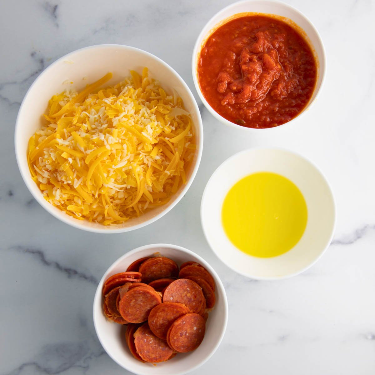 ingredients for pizza potato skins on the counter