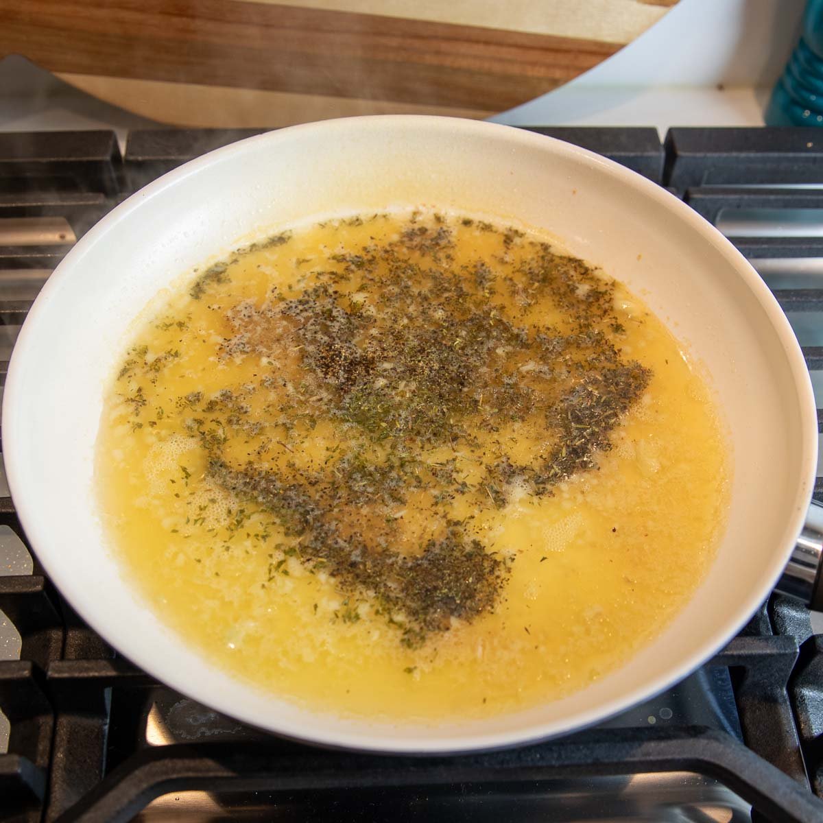 seasonings added to lemon butter pasta sauce