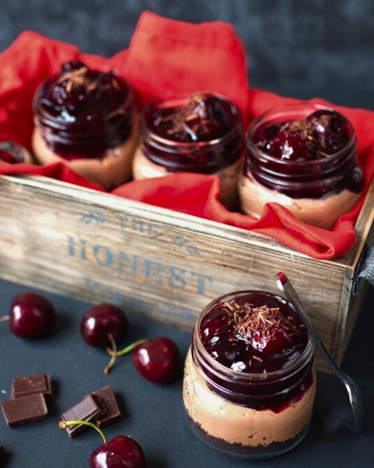 easy no bake cherry cheesecake, perfect for individual servings or parties.