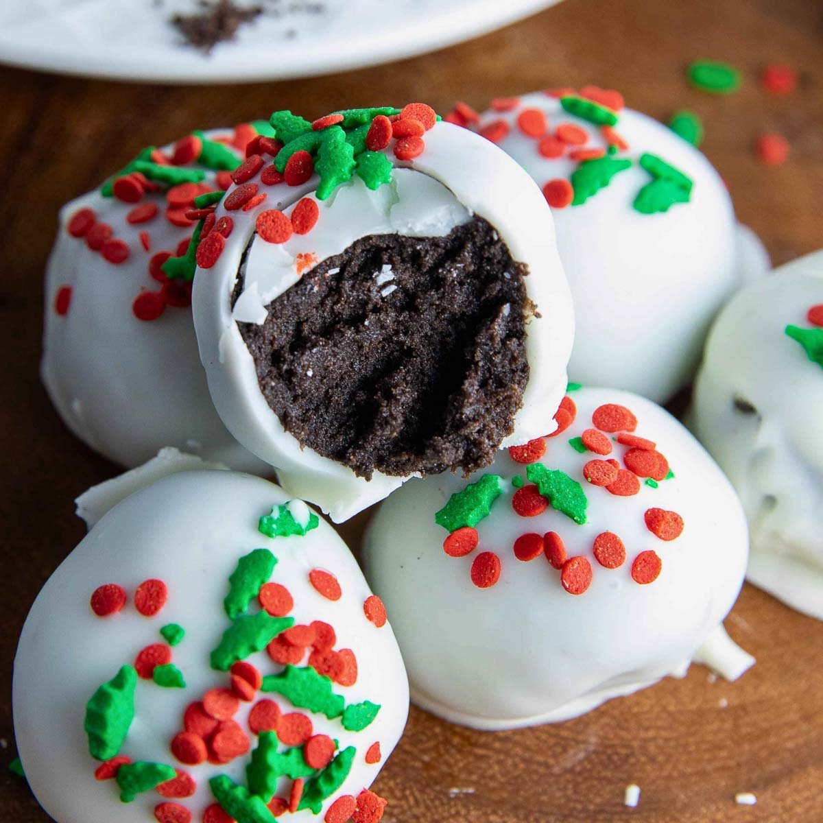 no-bake oreo balls for Christmas made with just 3 ingredients.