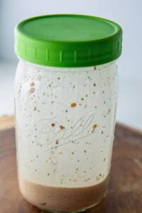 creamy Italian dressing with dijon mustard and banana pepper juice.